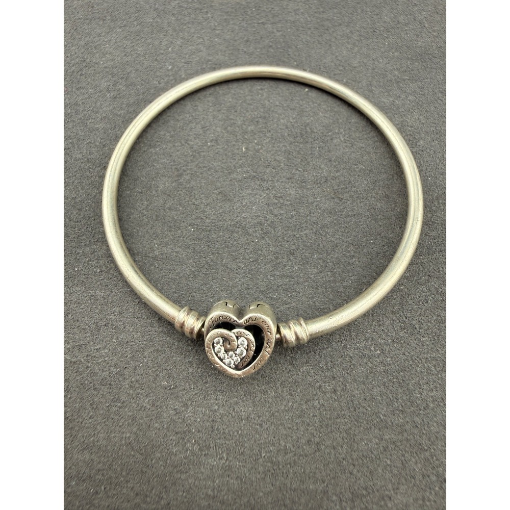 Authentic Pandora Moments Sterling Silver Entwined Infinite Hearts Bangle